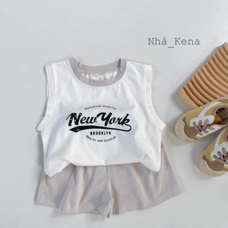Bộ ba lỗ chữ New York  cho bé, chất liệu 100% cotton quảng châu