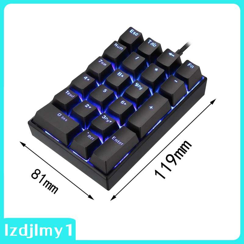 Bàn phím số mini K23 21 phím có đèn LED nền màu xanh dương