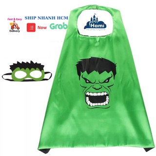 Áo choàng siêu nhân cho bé trai hóa trang người khổng lồ xanh hulk kèm mặt nạ che mắt hm03615