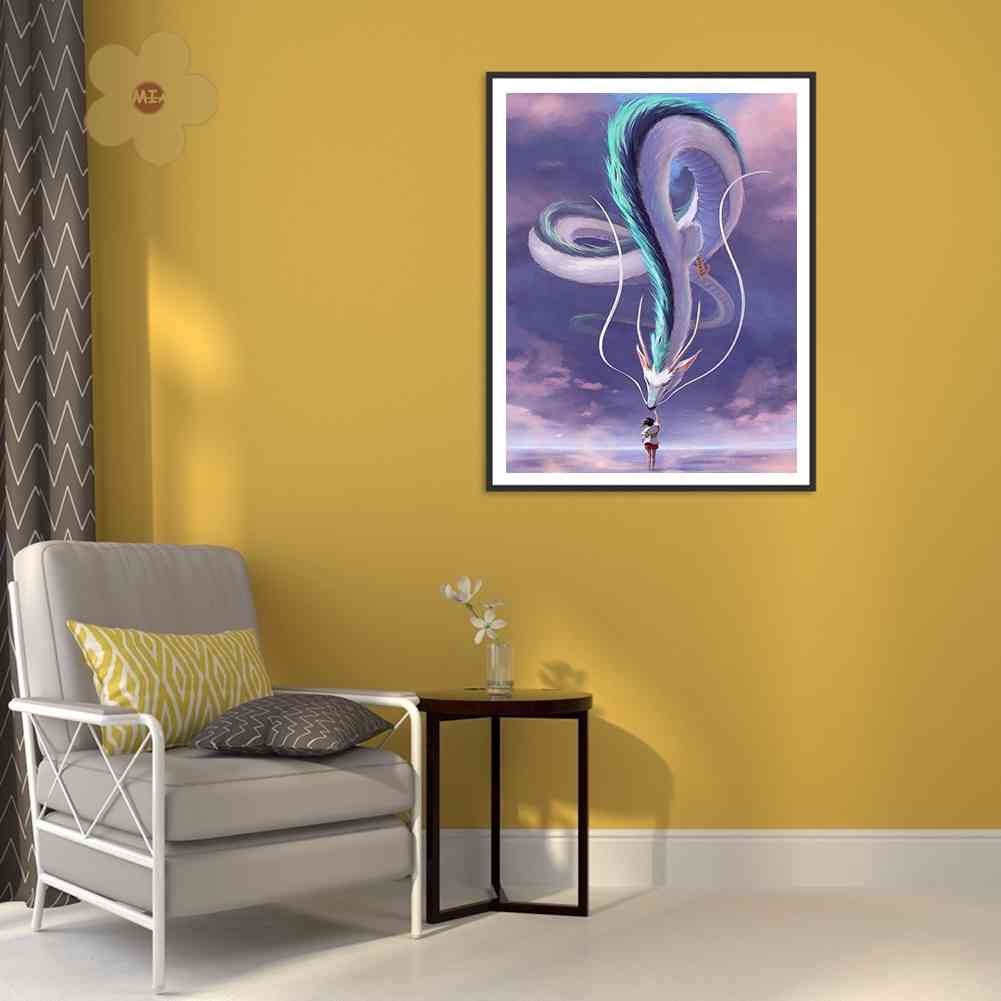 Bộ Tranh Đính Đá 5D DIY Hình Rồng Hoạt Hình Dùng Trang Trí Nhà