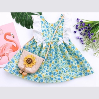 Váy cánh tiên bé gái lưng chữ v bo tay ren hoa nhí size từ sơ sinh 1 2 3 4 tuổi MINTSCLOSET Mint's Closet