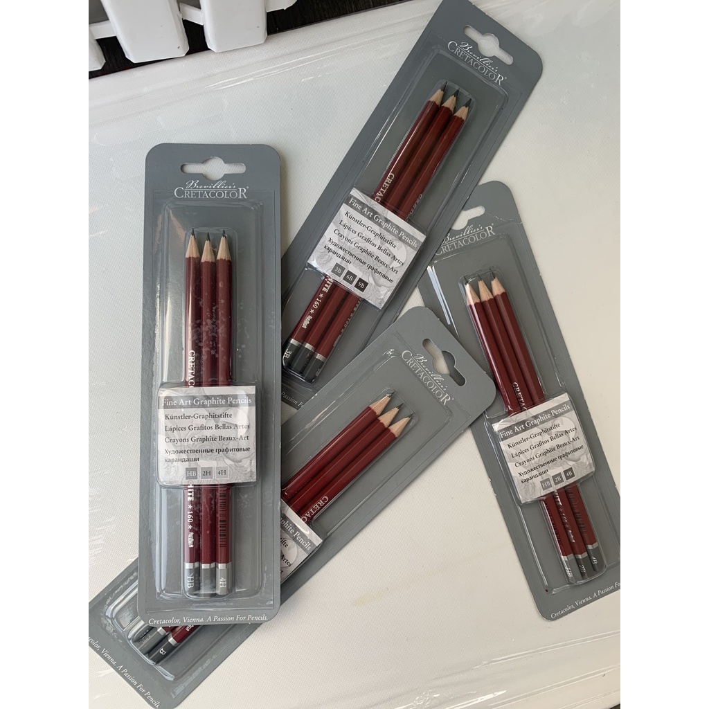 [XÓM VẼ] Set chì than hoạ sĩ, vỉ 3 cây CRETACOLOR