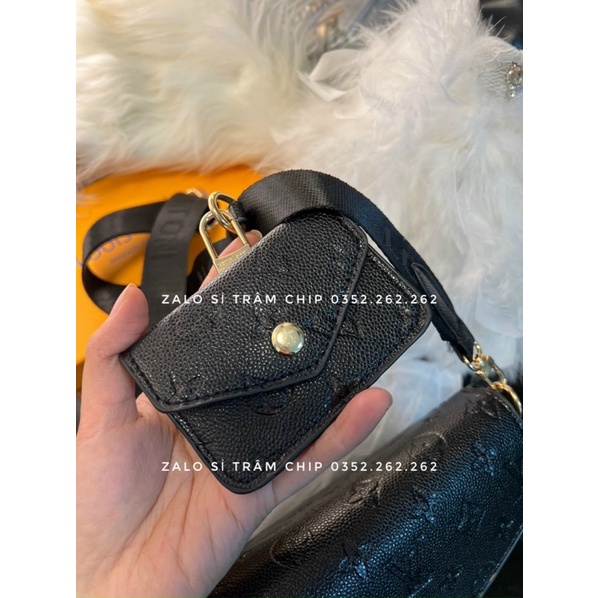 Túi Đeo Chéo In Hoạ Tiết Màu Đen Tặng Kèm Ví
