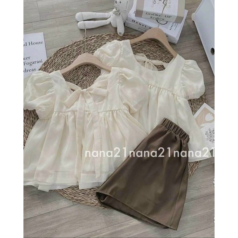 Set áo bbd tơ + quần nâu (4379)