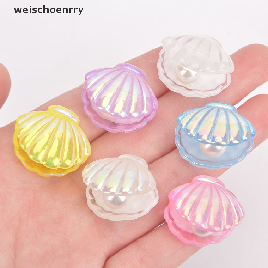 Set 5 Vỏ Ngọc Trai Bằng Nhựa Resin Dễ Thương Dùng Trang Trí DIY