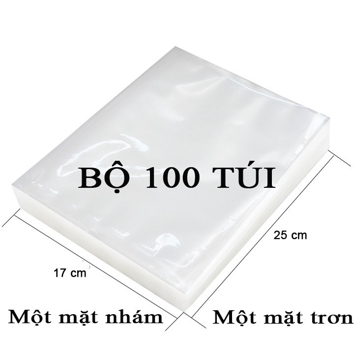 Bộ 100 Túi Một Mặt Nhám Hút Chân Không 17x25cm