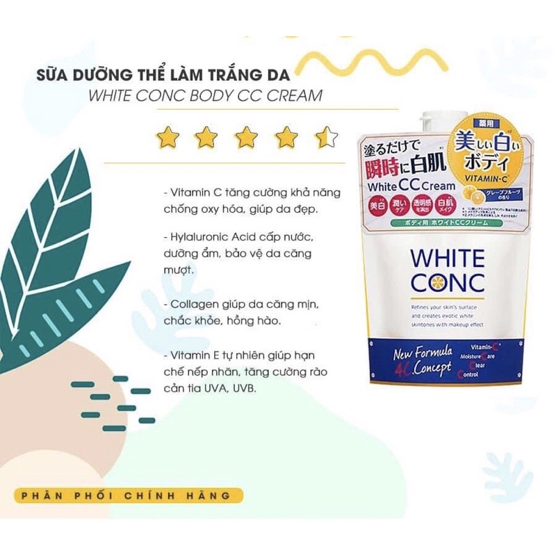 SỮA DƯỠNG THỂ TRẮNG DA WHITE CONC CREAM