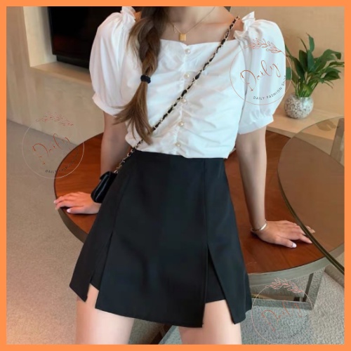 Chân Váy Công Sở Chữ A Xẻ Tà 2 Bên Cạp Cao Cao Dáng Ôm Chất Tuyết Mưa Dày Dặn Co Giãn Siêu Tôn Dáng