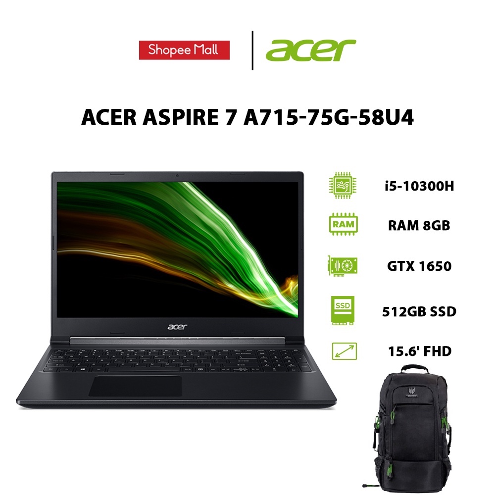 Laptop Acer Aspire 7 A715-75G-58U4 i5-10300H |8GB |512GB |GeForce® GTX 1650 4GB