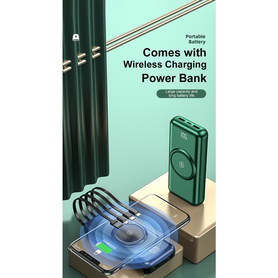 Sạc Dự Phòng Không Dây 20000mah Cho SAMSUNG Iphone 12 Mini Pro Max