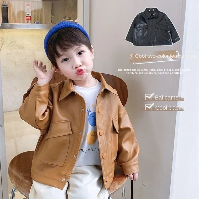 Áo khoác da phong cách Hàn Quốc thời trang mùa thu 2021 dành cho bé trai