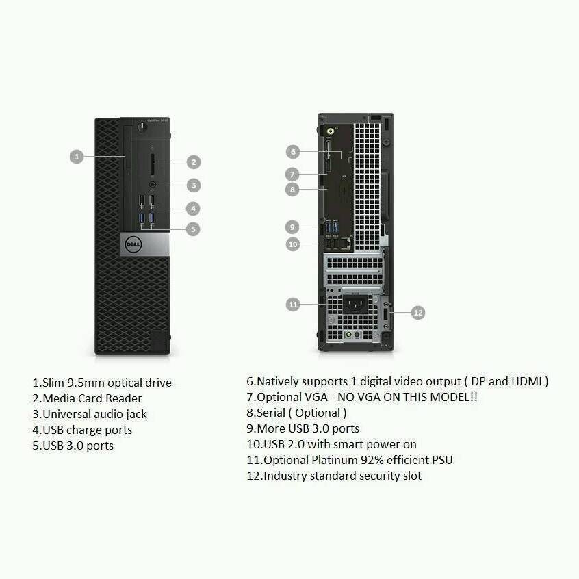 Bộ máy tính Dell Optiplex 3040 I5 6500 RAM 8GB SSD 512GB + Màn hình vi tính Dell 22 inch FHD .Hàng Chính Hãng