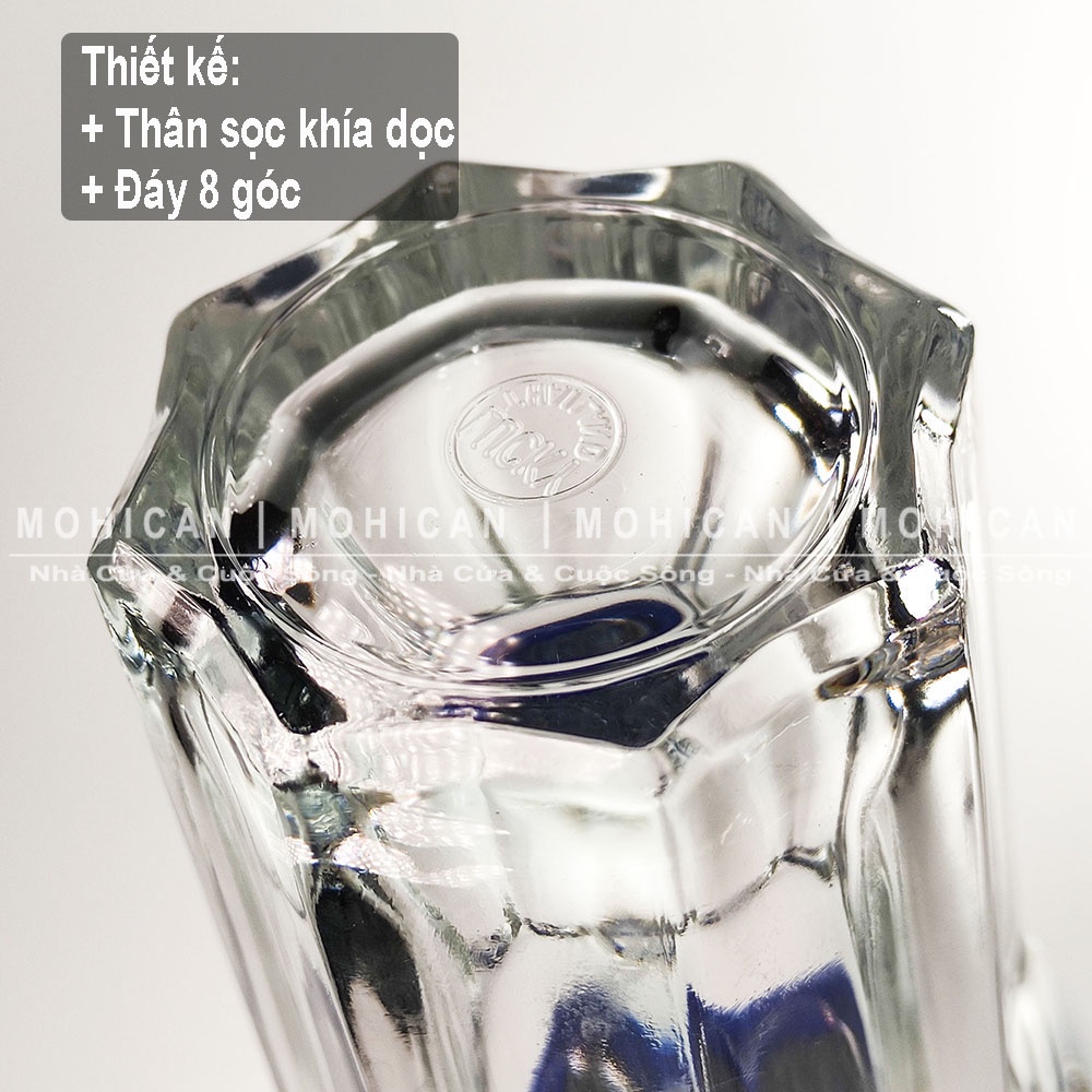 Ly thủy tinh cà phê sọc khía 500ml, cốc thủy tinh lớn Lucky Centra Long Drink, hàng đẹp cao cấp Thái Lan LUKG-10006