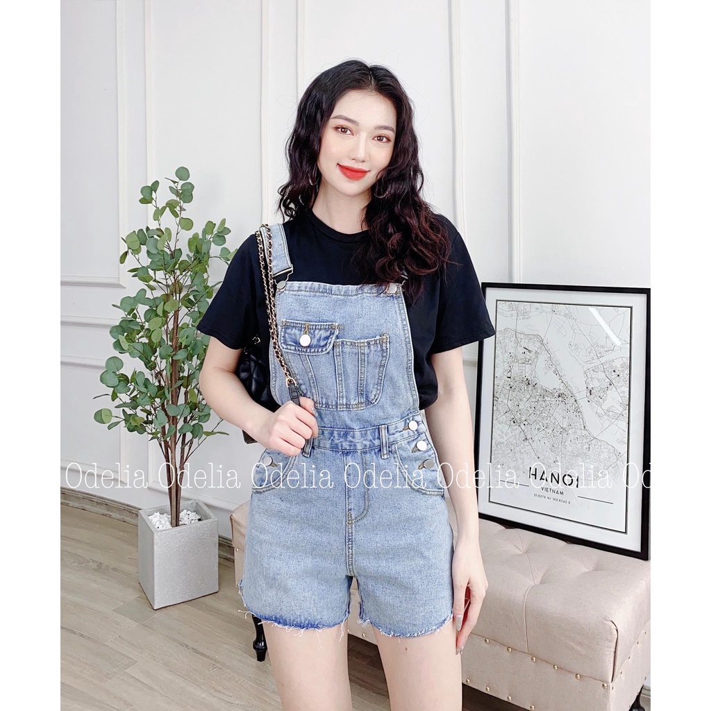 Yếm jeans đùi tua rua Odelia túi ngực - Y5915