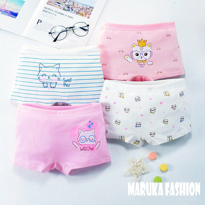 COMBO 4 quần lót bé gái họa tiết mèo thỏ Cute hết nấc- Maruka Fashion