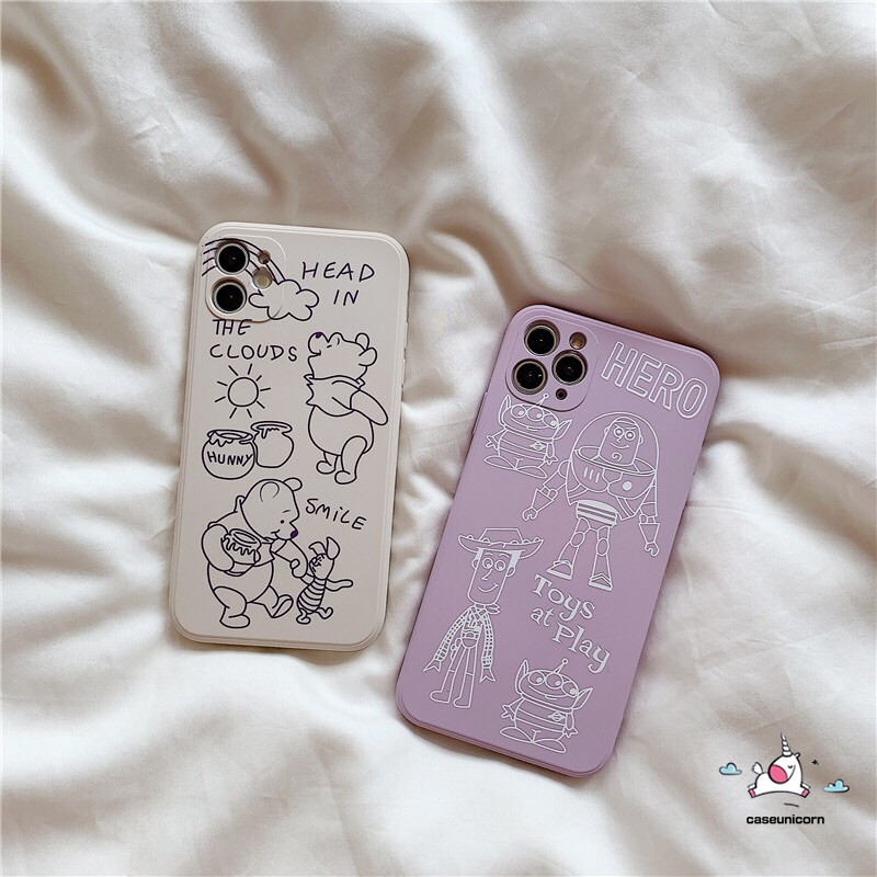 Ốp lưng silicon mềm họa tiết gấu Pooh màu trơn cho iPhone 11 7plus 8plus 6 6s Plus 7 8 11Pro Max X XR XS MAX SE | BigBuy360 - bigbuy360.vn