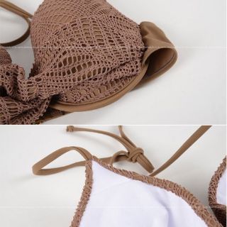 Bikini 2 mảnh nâu phối ren ở cúp (kèm hình thật)