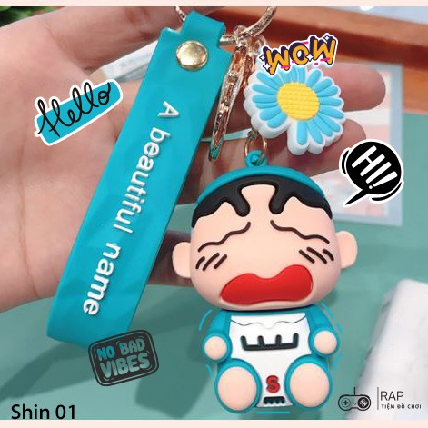 Móc khóa, móc túi hoạt hình Cậu bé Shin Bút Chì khóc nhè dễ thương cute dùng làm quà tặng, dây treo balo, túi xách - Rap