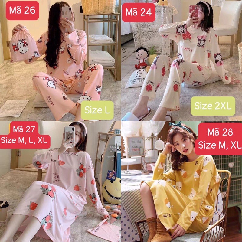 Bộ ngủ mặc nhà dài tay, váy ngủ dài tay (phát ngẫu nhiên) | BigBuy360 - bigbuy360.vn