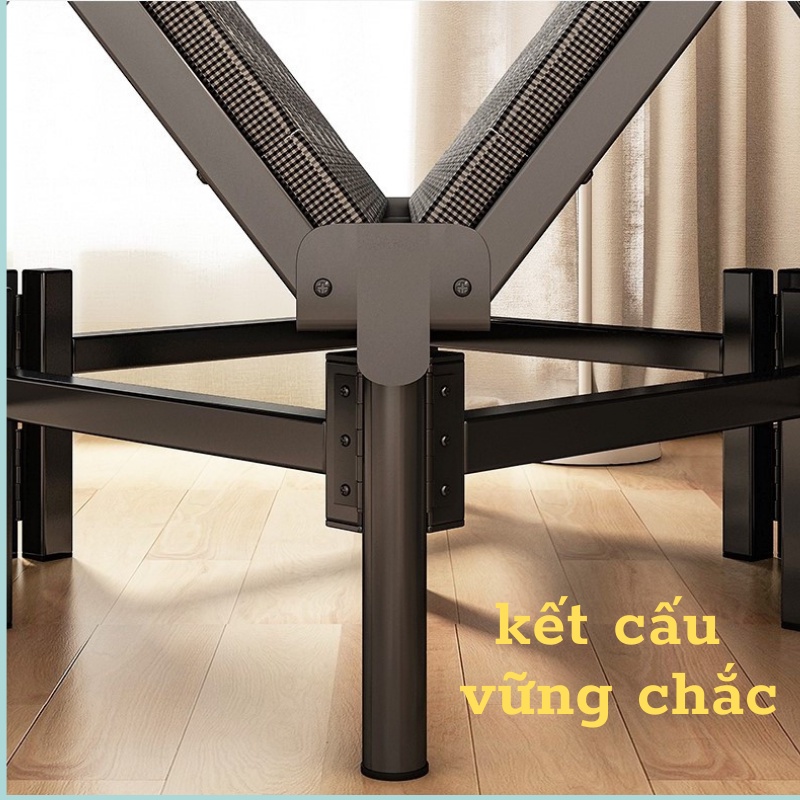Giường gấp thông minh gấp gọn dùng gia đình, văn phòng, giường ngủ khung thép sơn tĩnh điện đệm 4 lớp bibi shop