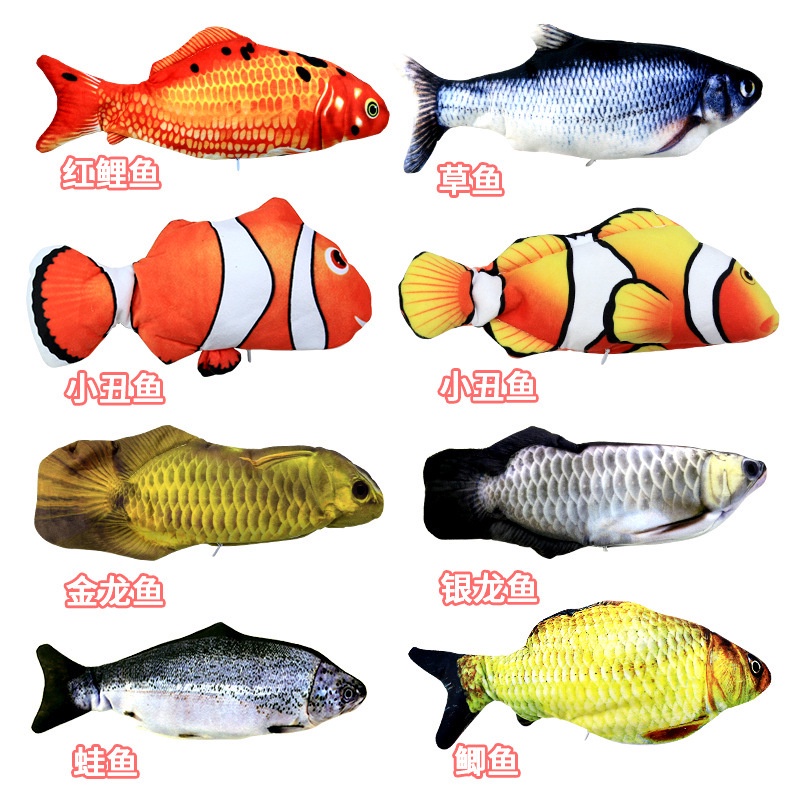 Đồ Chơi Cá Nhồi Bông Chạy Điện Sạc USB Mô Phỏng Cá Dễ Thương Vui Nhộn Cho Mèo