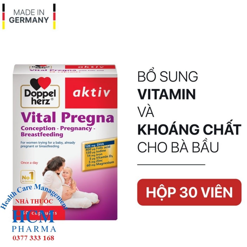 Viên uống bổ sung Vitamin và khoáng chất cho bà bầu Doppelherz Aktiv Vital Pregna Hộp 30 viên DVN23