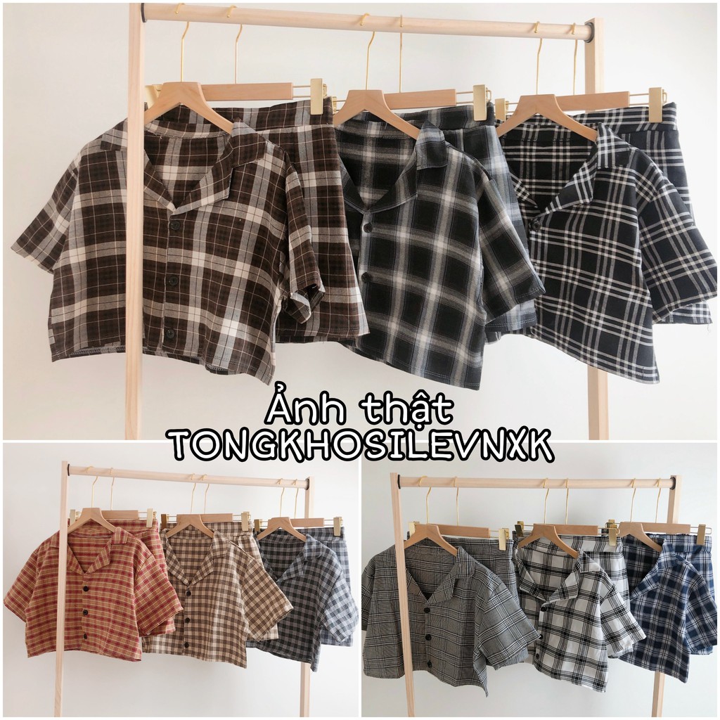 (LOẠI RẺ) SET KẺ CARO CELINA + CHÂN VÁY HOT - SET VEST CARO 9 MÀU ÁO CROPTOP KẺ MIX CHÂN VÁY CARO | BigBuy360 - bigbuy360.vn