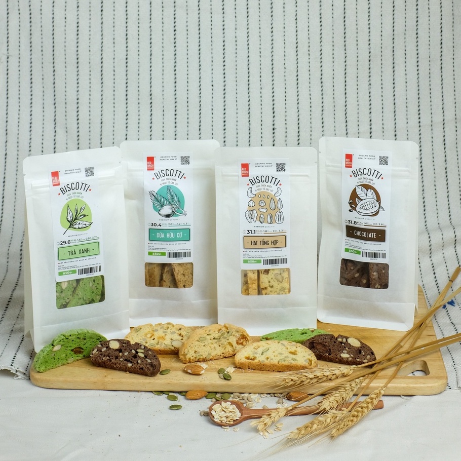 Bánh Biscotti Quốc Dân 250G Thương Hiệu Gạch Đỏ - Thơm Giòn Ăn Kiêng