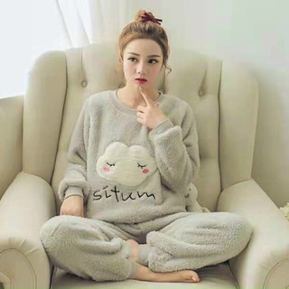Bộ ngủ lông cừu họa tiết cute