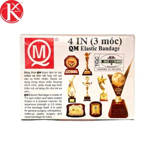 BĂNG THUN 4 IN (3 móc) QM  ELASTIC BANDAGE (hộp 12 cuộn)
