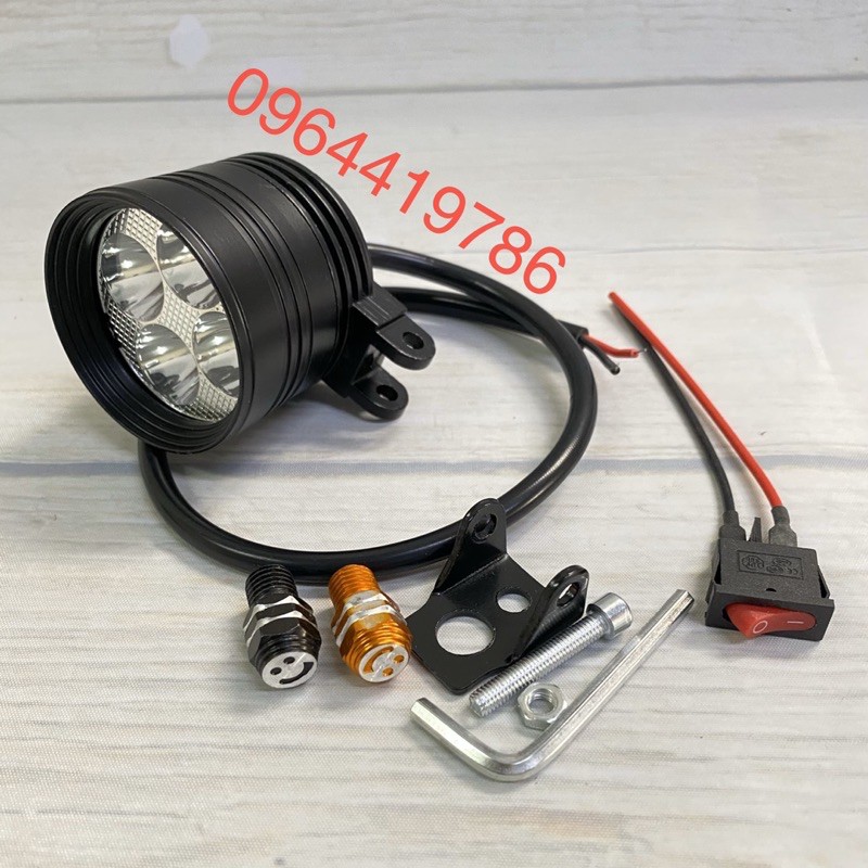 Đèn Led trợ sáng L4 ngắn 3 chế độ.Full phụ kiện,bảo hành 1 năm Top biker