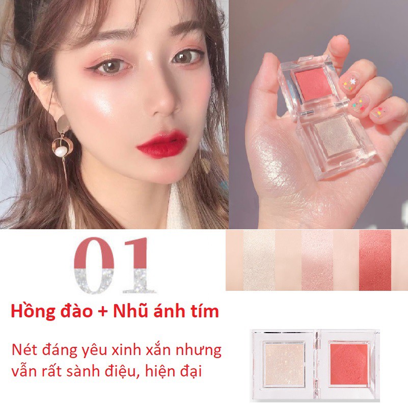 Phấn má nội địa Trung kèm highlight 2 in 1 bỏ túi sành điệu PMA01