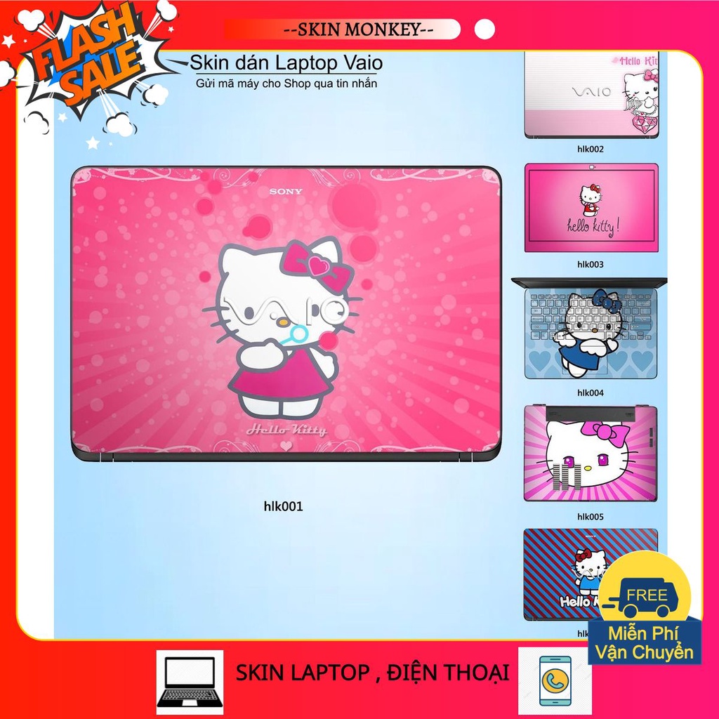 Skin miếng dán thời trang dành cho Laptop Sony Vaio in hình Hello Kitty đáng yêu(inbox mã máy cho Shop)