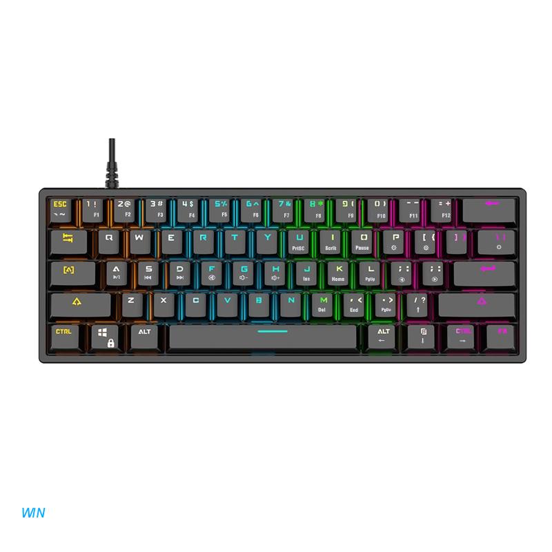 Bàn Phím Cơ Chơi Game 61 Phím RGB Có Dây USB Màu Xanh Lá Có Đèn Nền Chống Thấm Nước