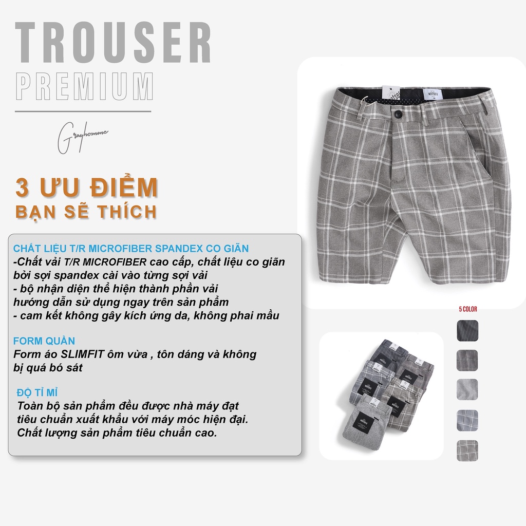 Quần Short Âu Kẻ Sọc GRAYHOMME Vải Cotton Co Giãn Nhẹ Kiểu Dáng Âu Trẻ Trung Năng Động - BT112