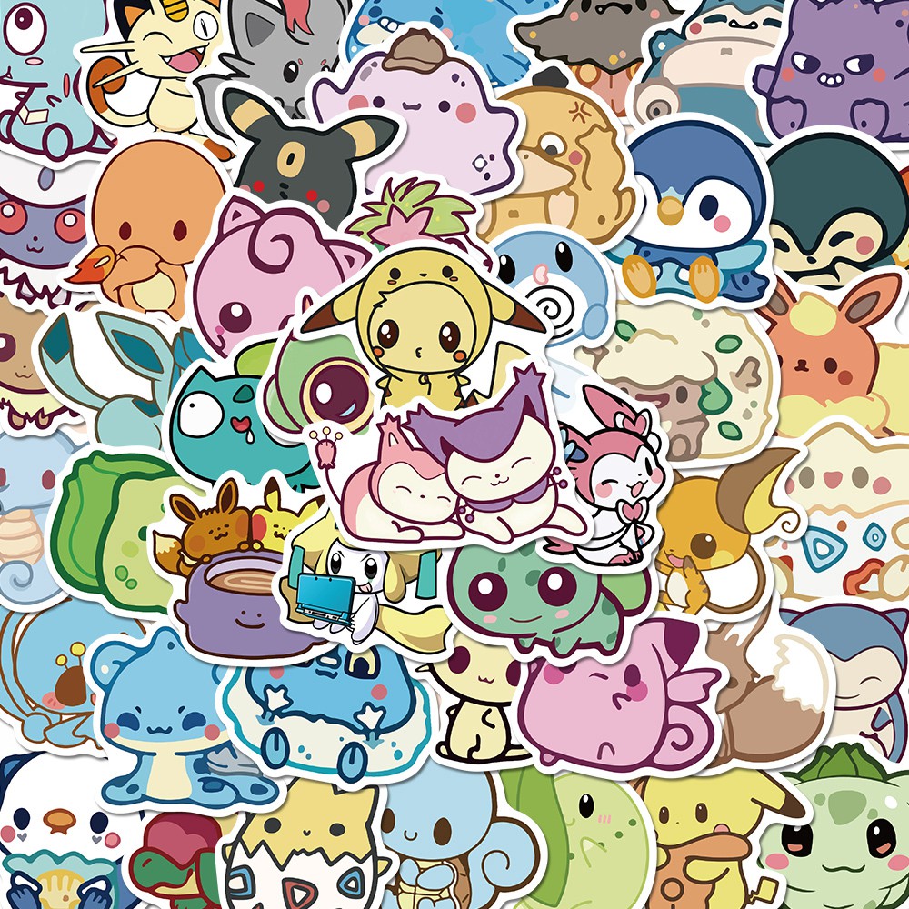 Set 50 Sticker Hình Pokemon Dễ Thương Dán Trang Trí laptop/laptop Chống Thấm Nước