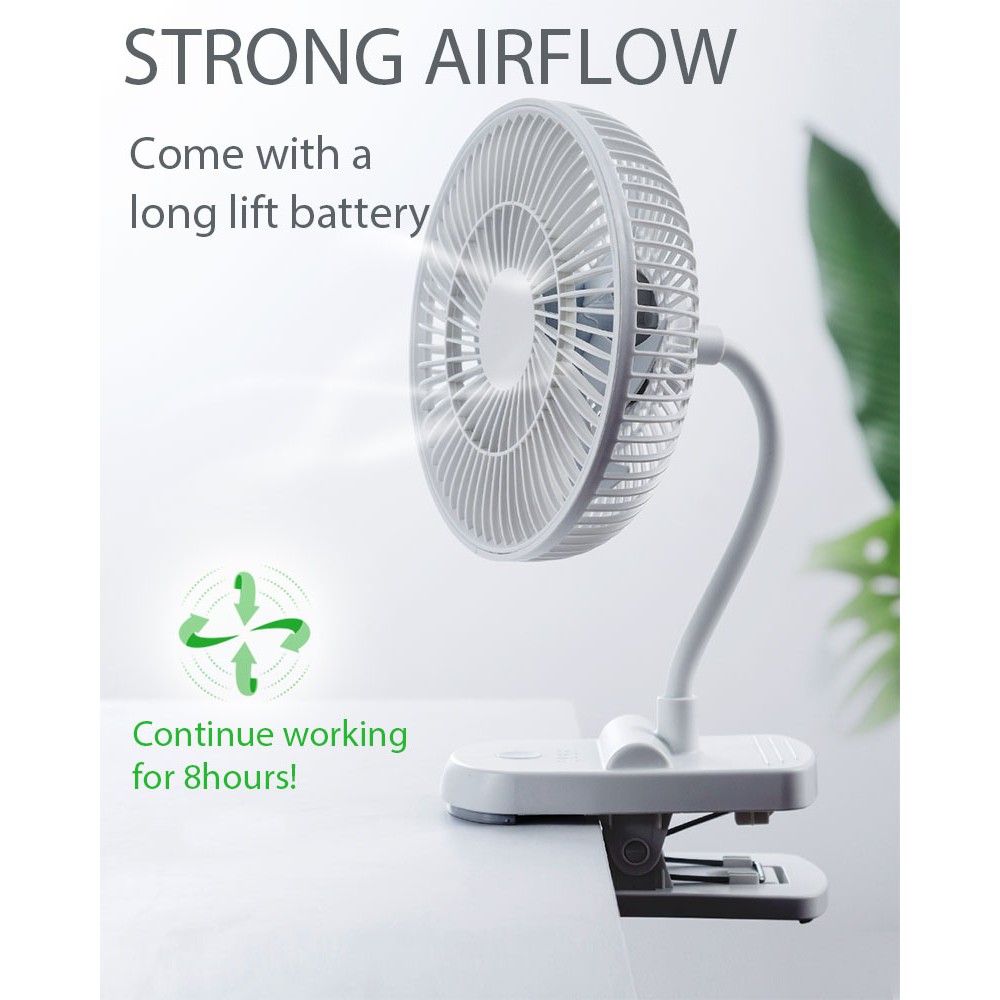 Kimviento 720° Quạt Cầm Tay Sạc Pin 4 Cánh Có Kẹp Tiện Dụng