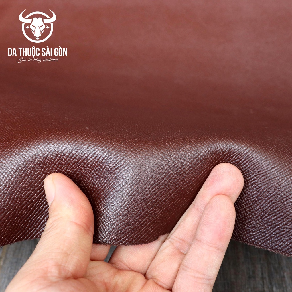 10 Pia da bò Epsom cao cấp màu nâu chocolate thương hiệu Da Thuộc Sài Gòn