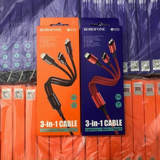 Cáp sạc borofone bx50 bọc dù 3 đầu