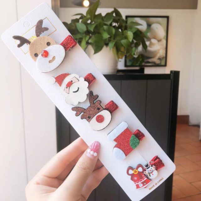 Set 5 kẹp noel cho bé gái siêu cute