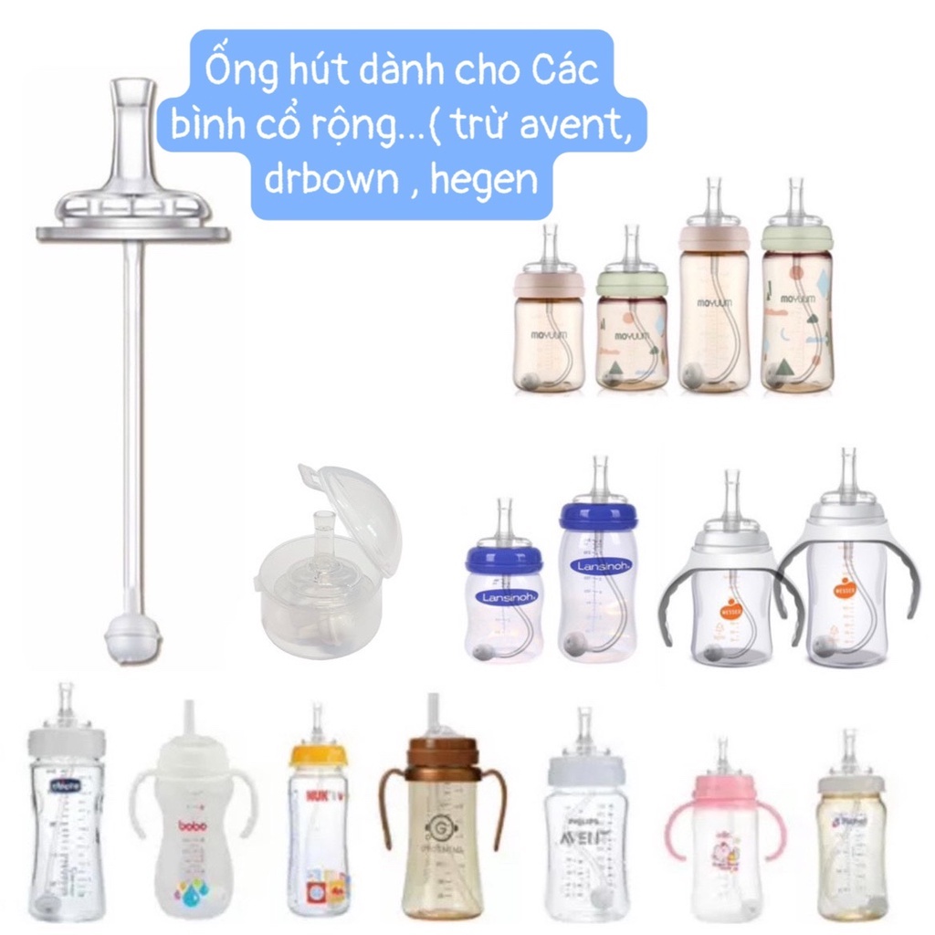 Ống hút có van chống sặc thay thế các núm bình sữa Moyuum, Avent, Hegen, Pigoen...
