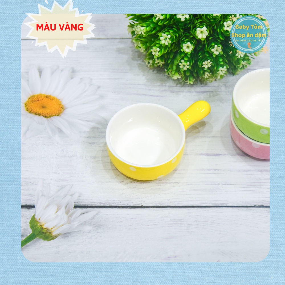 Bát ăn dặm gốm sứ hình Gáo chấm bi, dung tích 80ml NPP Baby Tôm