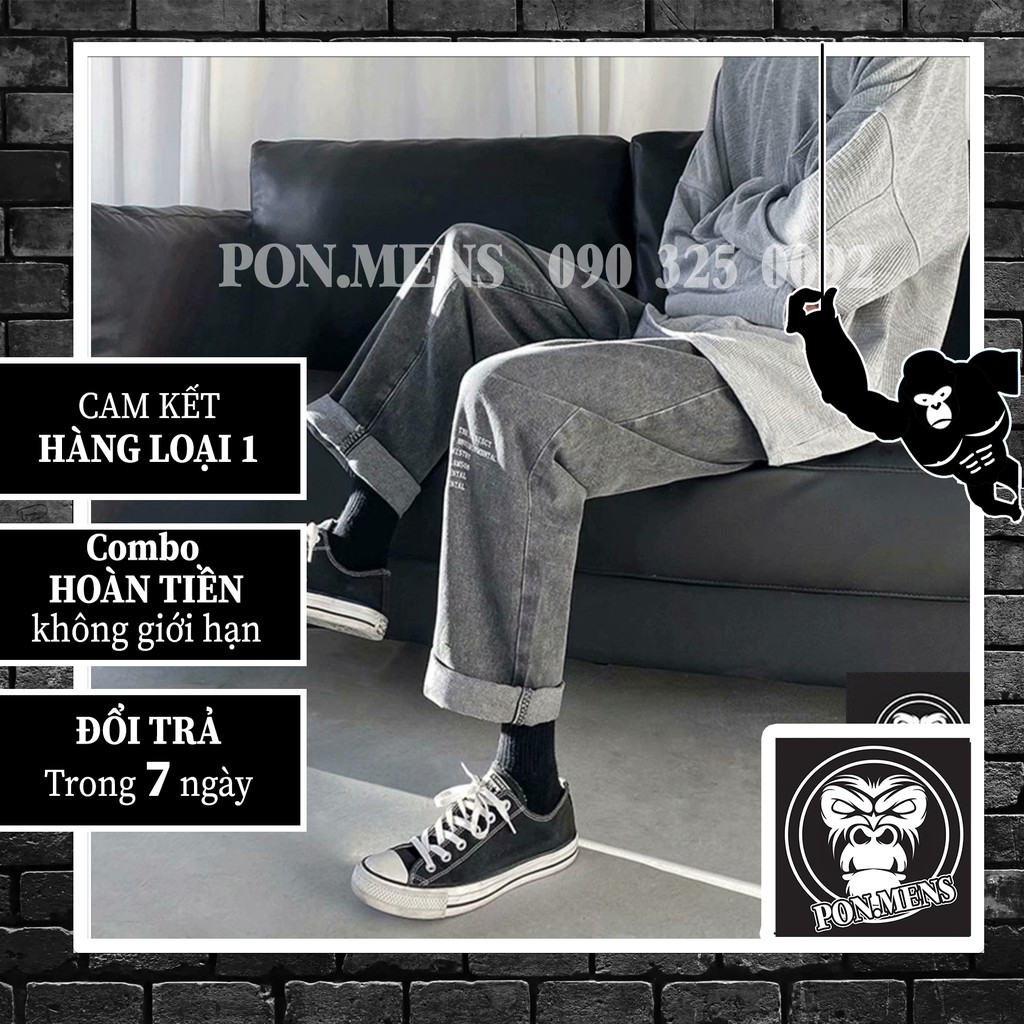 Quần JEAN NAM ỐNG RỘNG màu xanh nhạt và đen Pon.mens | BigBuy360 - bigbuy360.vn