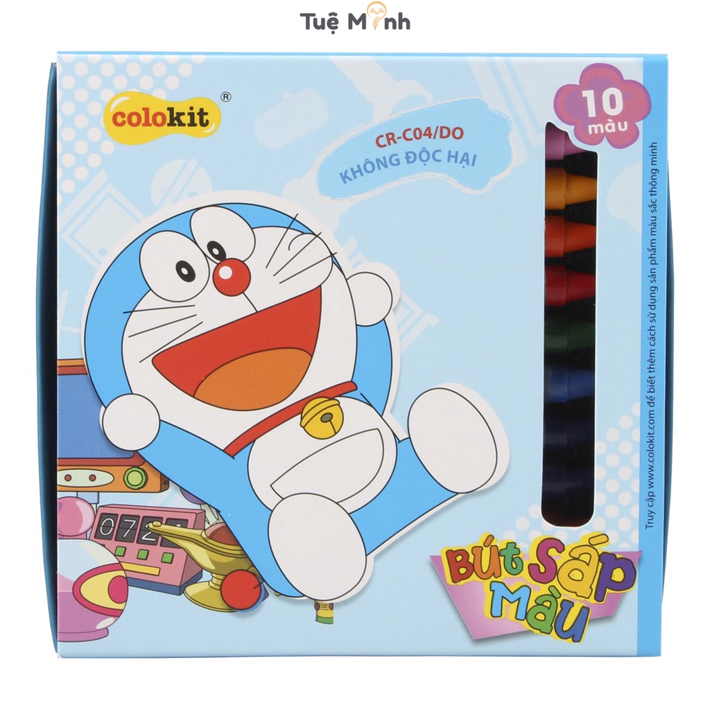 Bút Sáp tô màu bộ 10 màu Thiên Long Colokit Doraemon CR-C04/DO, sáp vẽ màu mịn tươi sáng