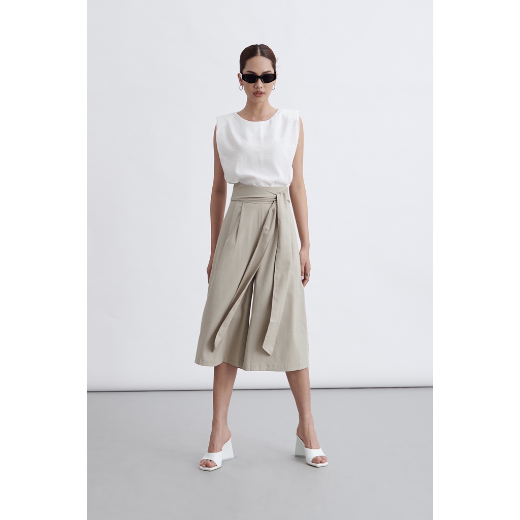 Quần Culottes Ống Rộng Thắt Nơ Eo - HOO DESIGN