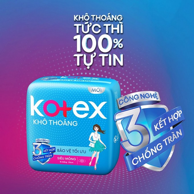 Băng vệ sinh Kotex Khô thoáng siêu mỏng cánh 23cm (Ngày)