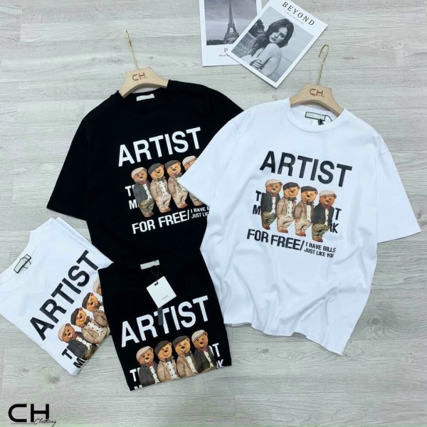 Áo Phông Nữ QC Chất Cotton Thô Siêu Đẹp, Áo Phông Dáng Rộng In Hình Gấu Cute Freesize [Kèm Video Ảnh Thật]