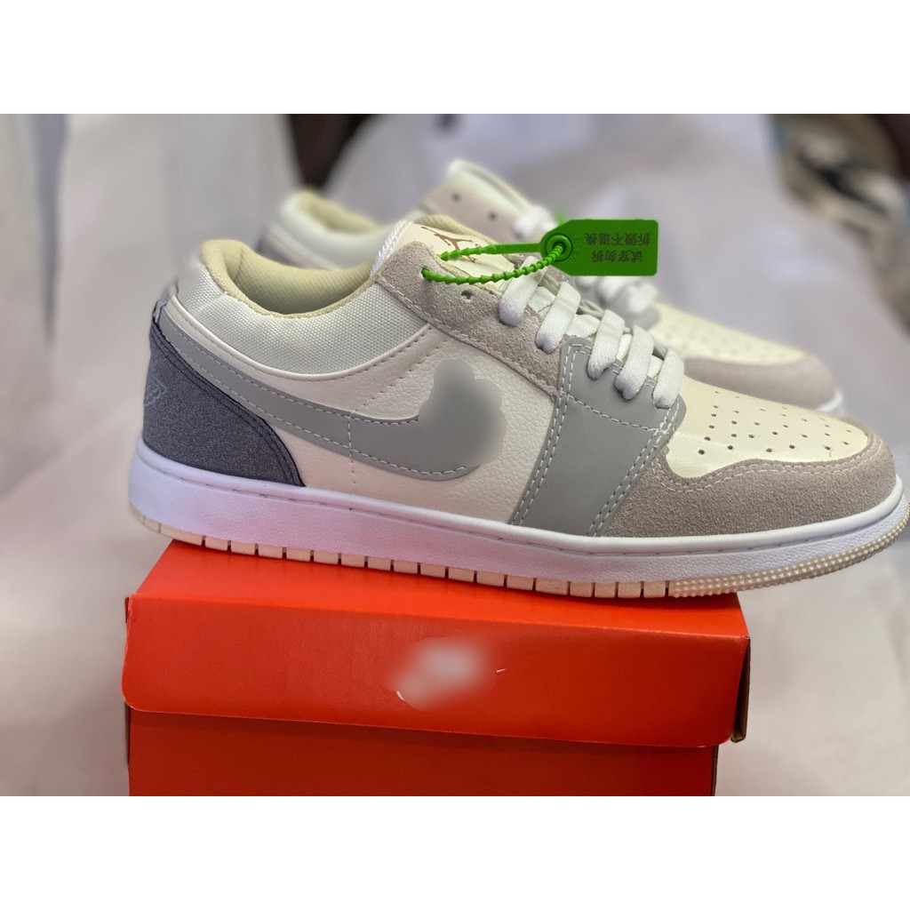 Giày Sneaker Nam Nữ Jordan JD 1 Low Paris Xám Cổ Thấp Gót Xanh Thời Trang Full Box Bill - TẶNG CHAI XỊT VỆ SINH GIÀY