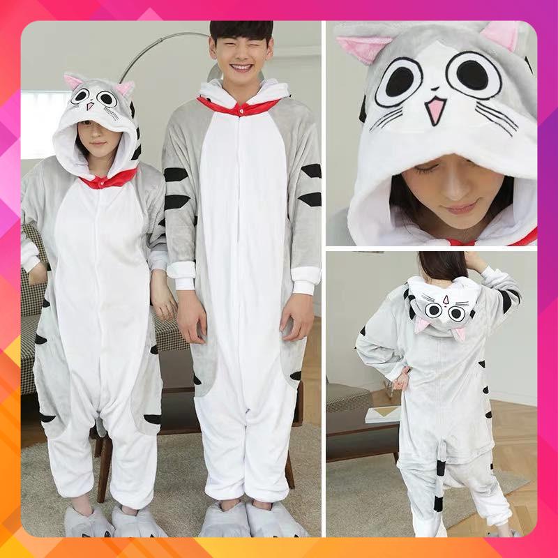 [FREESHIP - GIẢM 10K] Bộ đồ thú Mèo Chie pijama bông - Hình thật