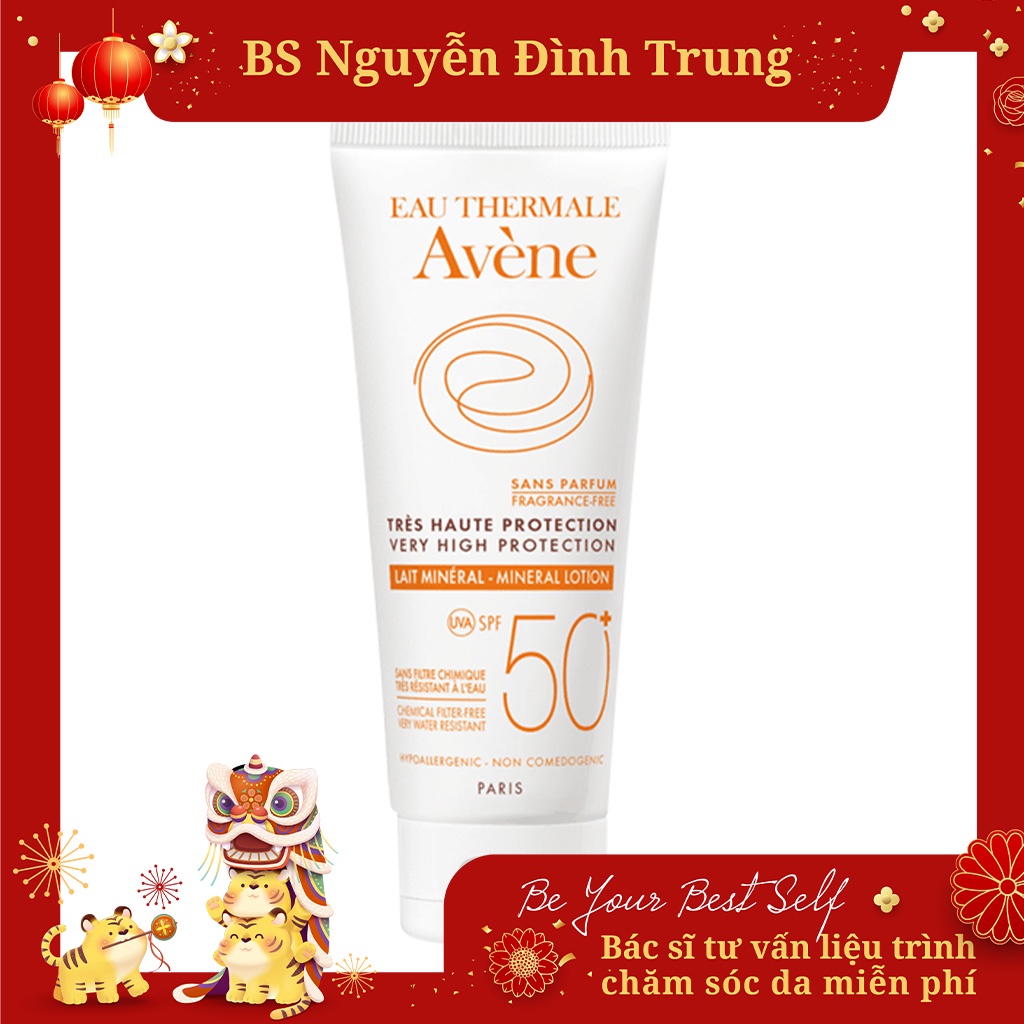 Kem Chống Nắng Vật Lý SPF 50+ Mọi  Loại Da - Avene Very High Protection Mineral Lotion 100ml Chính hãng